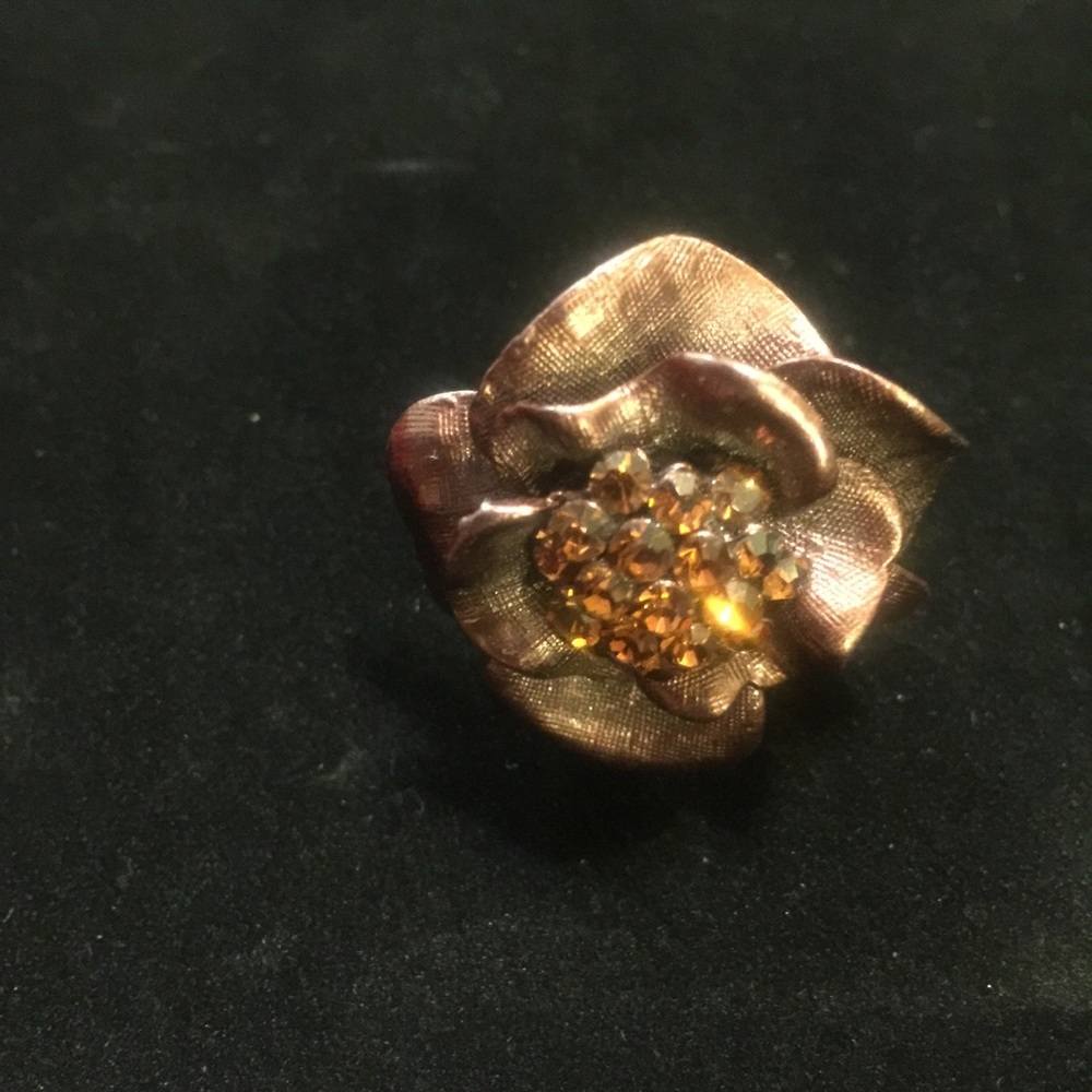 Chocolate plated adjustable 3D flower ring